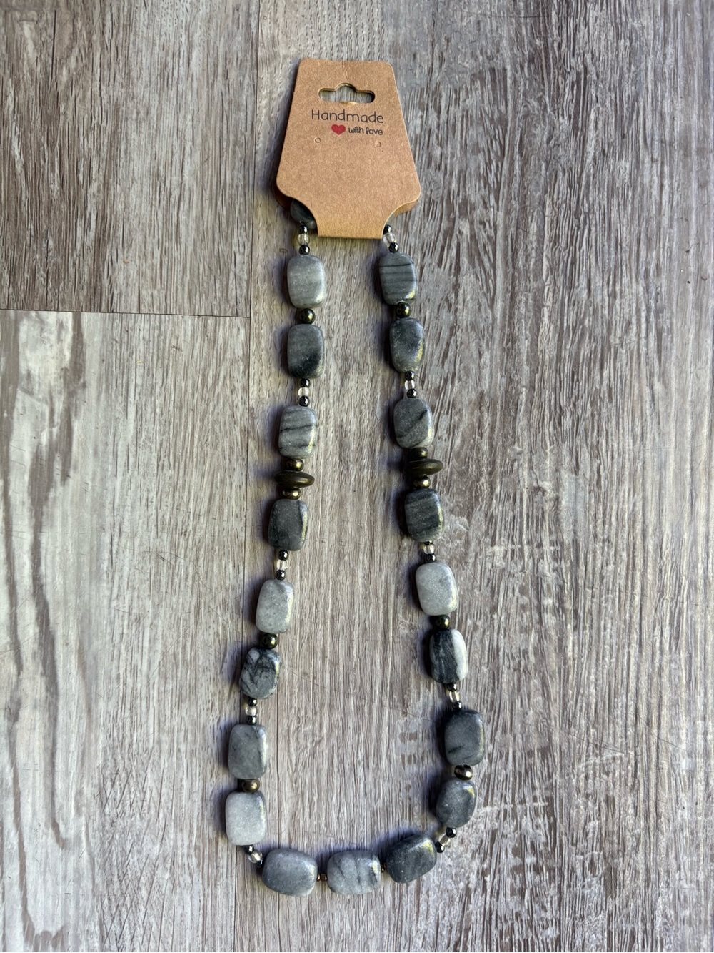 Handmade by me Gray Stone Beaded Necklace